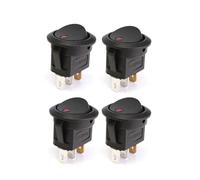 12V Round Rocker Switch ON-OFF 2 Position 3 Pins LED Light Dot Boat Toggle Switches NWPNLXEA(1PC RED,12-24V)