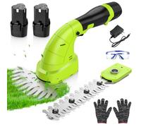12V Taille Haie Batterie 2 en 1 Électrique Taille-Herbes sans Fil avec 2 Batteries 1500mAh et Chargeur Cisaille Sculpte-Haie de Jardin Tondeuse à Gazon Sécateur avec 2 Longueur de Lame Coupe Bordures