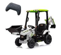 12V Tracteur Électrique Pour Enfants, Excavatrice électrique 4 En 1 Avec Bulldozer/Toit Amovible, Télécommande 2,4 GHz , Klaxon, LED Et Vitesse Réglable (3-6 Km/h), Pour Les Enfants De 3 Ans Et Plus