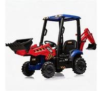 12V Tracteur Électrique pour Enfants, Télécommande 2,4G, 4 en 1 Excavatrice électrique, 2-4km/h pour Enfants de 3 Ans+,Rouge