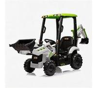 12V Tracteur Électrique pour Enfants, Télécommande 2,4G, 4 en 1 Excavatrice électrique, 2-4km/h pour Enfants de 3 Ans+,Blanc Blanc