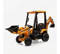 12V Tracteur Électrique pour Enfants, Télécommande 2,4G, 4 en 1 Excavatrice électrique, 2-4km/h pour Enfants de 3 Ans+,Jaune