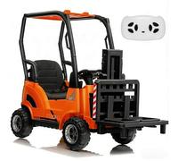 12V Voiture Électrique Enfant Chariot Élévateur avec Tente - Jouet De Construction à Fourche Réglable Et Palette - Idéal Intérieur Et Extérieur - Cadeau Fille Garçon Dès 3 Ans