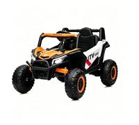 12V Voiture Électrique Télécommandée Enfant 3-6 Ans Véhicule 3 Vitesse Phares LED Quad Tout Terrain Effets Sonores Et Lumineux Jardin Gazon Goudron Grande Autonomie Orange