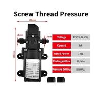 12VDC 72W Pumps Diaphragm Reflux Water Pump Automatic Switch 6L/Min High Pressure Car Washing Spray NWPNLXEA(B Type Pressure)