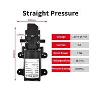 12VDC 72W Pumps Diaphragm Reflux Water Pump Automatic Switch 6L/Min High Pressure Car Washing Spray NWPNLXEA(A Type Pressure)