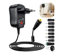 12W Adaptateur Secteur Universel AC/DC 3V 4.5V 5V 6V 7.5V 9V 12V avec 8 Connecteurs DC Transformateur d’Alimentation Multi-Tension pour TV Routeur Caméra Box Tablette 1200mA Max