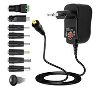 12W Adaptateur Secteur Universel AC/DC 3V 4.5V 5V 6V 7.5V 9V 12V avec 8 Connecteurs DC Transformateur d’Alimentation Multi-Tension pour Lumineuse Routeur TV Box Caméra Tablette 1000mA Max
