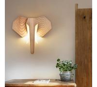 12W LED Applique murale pour couloir créatif Éléphant en bois dimmable 3 couleurs moderne LED lampe de chevet décorative animaux rétro lampe murale pour salon escalier chambre balcon bureau, 32*36cm