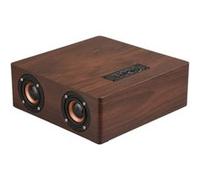 12W Sortie Bois Respirants Rétro Haut-Parleur Horloge Sans Fil Bluetooth Mini à Double Fort 3D Wenaxibe 093