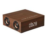 12W Sortie Rétro bois respirants Horloge Haut-parleur sans fil Bluetooth Mini 3D double fort_kosenewe402