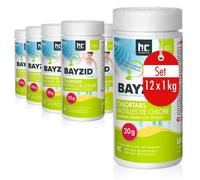 Tablettes de Chlore pour Piscine, Dissolution Lente 200g 12 x 1 kg BAYZID de Höfer Chemie - Chlorination Durable pour piscines - Haute efficacité Contre bactéries et Champignons