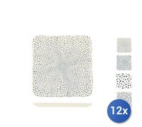 12X Assiettes H&H Carrées Atlas En Grès Cm 21X21