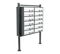12x Boite aux lettres Pied Support 2x6 Compartiment Superposé Anthracite/Blanc