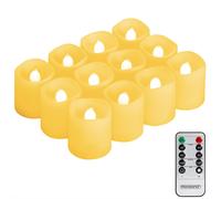 Monzana® 12x Bougie LED à piles avec télécommande fausse flamme fixe ou vacillante minuteur décoration Noël blanc chaud