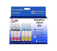 - 12x Bouteilles compatibles avec Epson EcoTank ET-2820, ET-2821, ET-2825, ET-2826, ET-4700, ET-4800