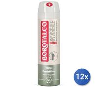 12x Bundle Borotalco Déodorant Spray 150 Ml.uomo Invisible Dry Fabriqué En Italy