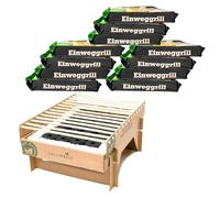 12x BURI Grill Eco Barbecue jetable Barbecue monobloc 100 % durable - Barbecue bio sans fumée 31x24 cm Charbon de bois de bambou et grille de barbecue, matériaux naturels, moins d'émissions de CO2, 5