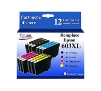 T3AZUR - 4 Cartouches Compatibles avec Epson 603 XL pour Epson Expression Home XP-2100 XP-2105 XP-2150 XP-2155 Noire, Cyan, Magenta, Jaune https://www.fnac.com/mp44788156/4-Cartouches-Compatibles-avec-Epson-Expression-Home-XP-2100-XP-2105-XP-2150-XP-2155-remplace-Epson-603XL-T3AZUR/w-4?oref=b8e0346b-debb-7633-624d-ff14d0d36e79