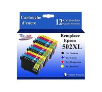 - 12x Cartouches compatibles avec Epson WorkForce WF-2860DWF, WF-2865DWF, WF-2880DWF, WF-2885DWF, 502XL