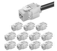 12x CAT 7 Keystone RJ45 Module Prise LAN Câble 10 Gbit/s jusqu'à 1000 MHz AWG 22-24 sans outil LSA entièrement blindé STP Prise RJ45 intégrée pour Patch Panel et Boîtier de réseau