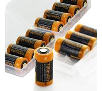 12x CR123 A batterie Li-ion avec 3,7 Volt, 850mAh capacité incl. boîte de batterie idéale pour caméra de surveillance Arlo, lampes de poche LED