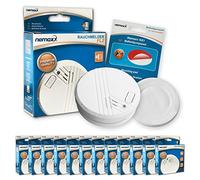 12x détecteur de fumée Nemaxx FL2 - détecteur de fumée de qualité et selon la norme EN 14604 Avec la technologie photoélectrique sensible + 12x Nemaxx NX1 patin auto adhésive pour détécteur de fumée