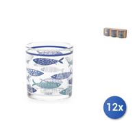 12x H&H Paquet De 3 Verres Salina En Verre Décoré Cl 25