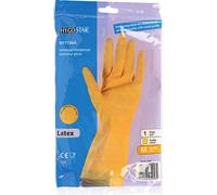 12x Hygostar 25958 gants de ménage Bettina jaune taille 8/M latex floqué