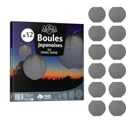 12x Lanterne Papier 10 cm Grises - Suspension Boule Papier 10 cm (12'') type Lanterne Japonaise pour Decoration Mariage - 12 pièces - Le must de la Gamme de Lampions Papier - Notice en Français.