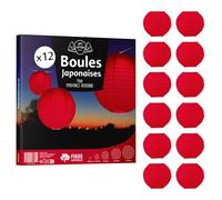 12x Lanterne Papier 10 cm Rouge - Suspension Boule Papier 10 cm (12'') Type Lanterne Japonaise pour Decoration Mariage - 12 pièces - Le Must de la Gamme de Lampions Papier - Notice en Français.