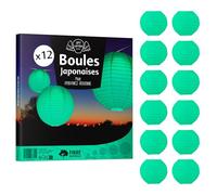 12x Lanterne Papier 10 cm Vert d'Eau - Suspension Boule Papier 10 cm (12'') type Lanterne Japonaise pour Decoration Mariage - 12 pièces - Le must de la Gamme de Lampions Papier - Notice en Français.