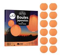 12x Lanterne Papier 20 cm Corail - Suspension Boule Papier 20 cm (12'') type Lanterne Japonaise pour Decoration Mariage - 12 pièces - Le must de la Gamme de Lampions Papier - Notice en Français.