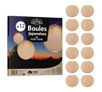 12x Lanterne Papier 20 cm Sable - Suspension Boule Papier 20 cm (12'') type Lanterne Japonaise pour Decoration Mariage - 12 pièces - Le must de la Gamme de Lampions Papier - Notice en Français.