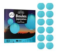 12x Lanterne Papier 20 cm Turquoise - Suspension Boule Papier 20 cm (12'') type Lanterne Japonaise pour Decoration Mariage - 12 pièces - Le must de la Gamme de Lampions Papier - Notice en Français.