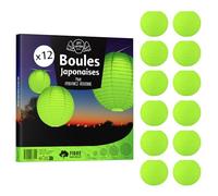 12x Lanterne Papier 20 cm Vert Anis - Suspension Boule Papier 20 cm (12'') Type Lanterne Japonaise pour Decoration Mariage - 12 pièces - Le Must de la Gamme de Lampions Papier - Notice en Français.