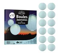 12x Lanterne Papier 30 cm Aquamarine - Suspension Boule Papier 30 cm (12'') Type Lanterne Japonaise pour Decoration Mariage - 12 pièces - Le Must de la Gamme de Lampions Papier - Notice en Français.