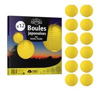 12x Lanterne Papier 30 cm Jaune - Suspension Boule Papier 30 cm (12'') Type Lanterne Japonaise pour Decoration Mariage - 12 pièces - Le Must de la Gamme de Lampions Papier - Notice en Français.