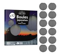 12x Lanterne Papier 40 cm Grise - Suspension Boule Papier 40 cm (12'') type Lanterne Japonaise pour Decoration Mariage - 12 pièces - Le must de la Gamme de Lampions Papier - Notice en Français.