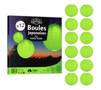 12x Lanterne Papier 40 cm Vert Anis - Suspension Boule Papier 40 cm (12'') type Lanterne Japonaise pour Decoration Mariage - 12 pièces - Le must de la Gamme de Lampions Papier - Notice en Français.