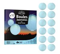 12x Lanterne Papier 50 cm Bleu Ciel - Suspension Boule Papier 50 cm Type Lanterne Japonaise pour Decoration Mariage - 12 pièces - Le Must de la Gamme de Lampions Papier - Notice en Français.