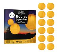 12x Lanterne Papier 50 cm Orange - Suspension Boule Papier 50 cm Type Lanterne Japonaise pour Decoration Mariage - 12 pièces - Le Must de la Gamme de Lampions Papier - Notice en Français.