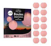 12x Lanterne Rose Blush 10 cm - Suspension Boule Papier 10 cm (12'') Type Lanterne Japonaise pour Decoration Mariage - 12 pièces - Le Must de la Gamme de Lampions Papier - Notice en Français