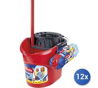 12X Lot Vileda Supermocio Système À Mop Et Seau Réservoir Unique Rouge