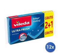 12X Lot Vileda Ultrafresh Fibre Bleue X 3