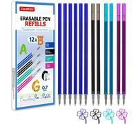 12x Mines De Rechange Effaçables Compatibles Avec Legami [6 Bleu, 2 Noir, 2 Violet, 2 Turquoise], Pointe 0,7mm, Hauteur 13 Cm, Encre Thermosensible