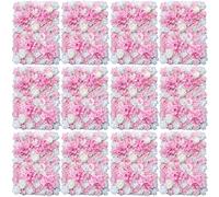 12x mur de fleurs artificielles mur de roses bricolage mariage rue fond, mur décoratif, mur de fleurs en soie(dahlia blanc) 40 * 60cm