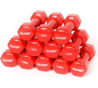 12x Oliver haltères en vinyle de 1.5 kg chacun - rouge