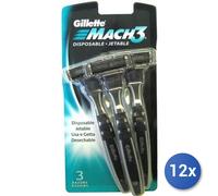 12x Pack Gillette Rasoirs Jetables Mach3 3 Pièces