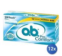 12x Pack O.B. Procomfort Normal Tampons Internes 16 Pz